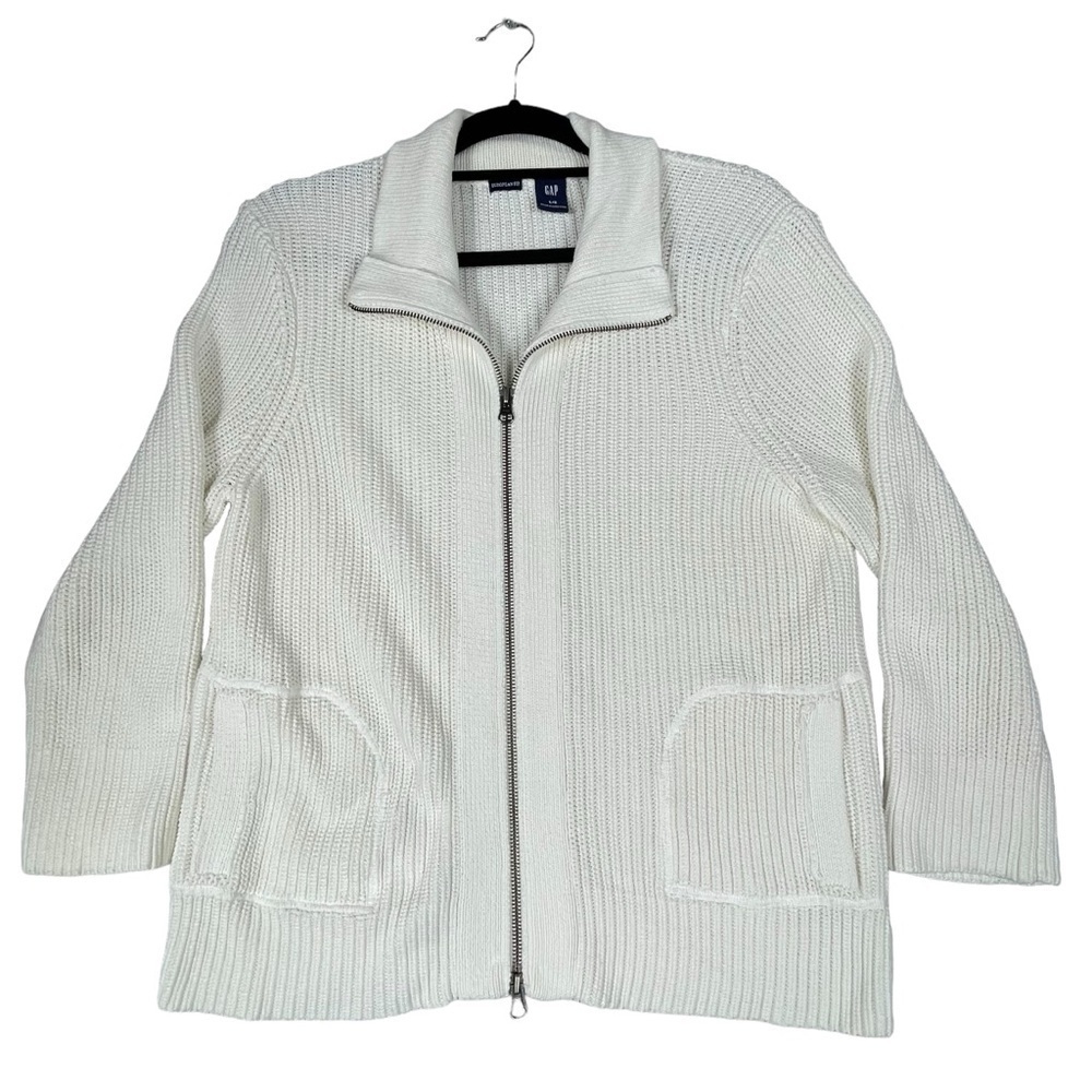 GAP Knitted Full Zip Pockets Cottagecore European Fit Sweater Cardigan - Sz L